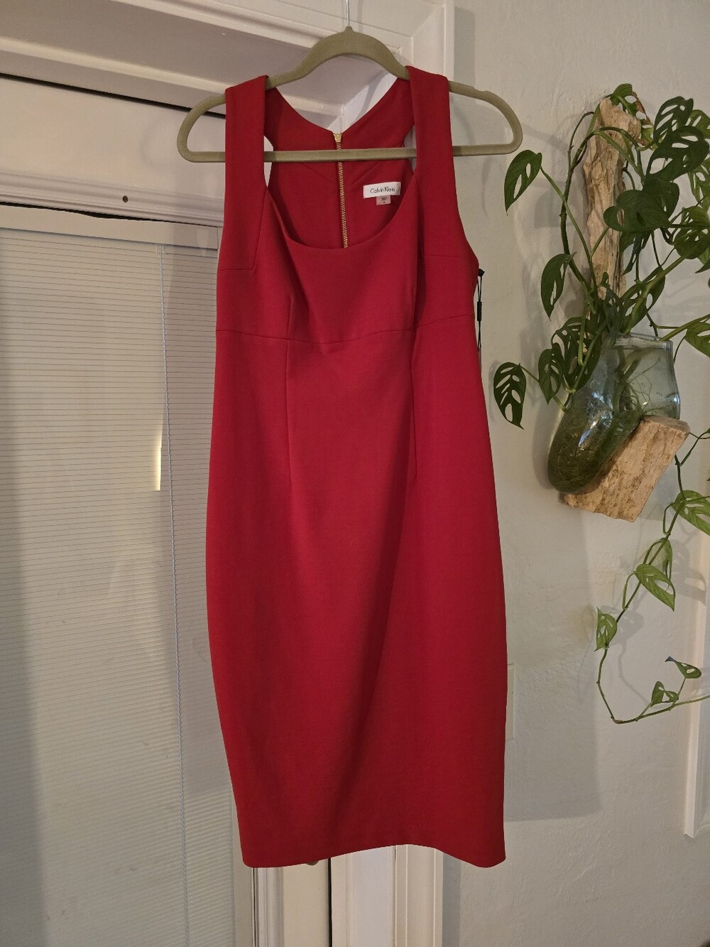 Calvin Klein Red Sheath Dress - Sleeveless Pencil Dress NWT